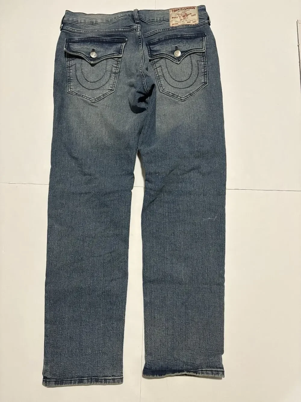 True Religion Geno Relaxed Slim Jeans Mens 33 Blue Horseshoe Stretch Denim